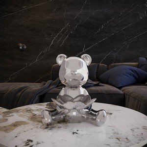 Bandeja Moderna de Cerámica Plateada Vale Teddy con Estampado Animal, Forma Irregular de 25 cm, Decoración para el Día de San Valentín - Product Image 2