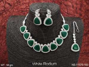 เครื่องประดับโบราณ ดีไซน์เนอร์สวยงาม ชุดสร้อยคอชุบโรเดียมสีขาว - Product Image 2