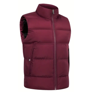 Blouson matelassé sans manches de luxe classique pour homme, en toile, col montant, coupe-vent, style urbain, 100 % coton - Product Image 3