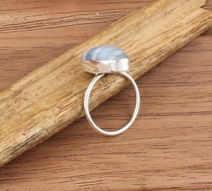 Natural Blue Lace Agate Gemstone <b>Ring</b> Handmade 925 Sterling Silver Oval <b>Statement</b> Jewelry <b>for</b> <b>Women</b> - Product Image 4
