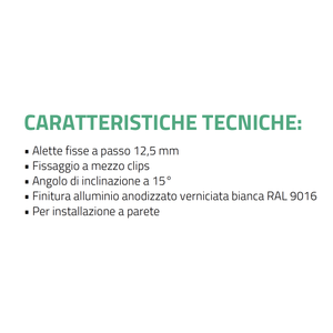 Salida de Aire Lineal de Aluminio Pintado en Blanco Tecnosystemi con Aspas Fijas Inclinadas a 15° para Extractor de Aire - Product Image 3