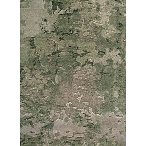 Alfombra Kavi Verde de Lana y Seda de Bambú Anudada a Mano con Patrón Abstracto, Modelo Esk-439 para Uso Doméstico - Product Image 3