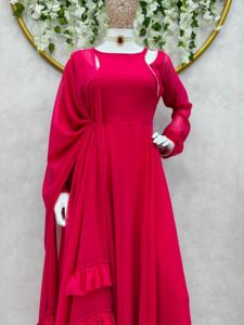 ชุด anarkali ดีไซเนอร์ที่สวยงาม-pent กับงานลูกไม้มุก - Product Image 5