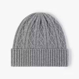 Gorros sólidos de primera calidad de alta calidad, venta al por mayor, gorro de punto de invierno multicolor Jacquard de un solo puño - Product Image 2