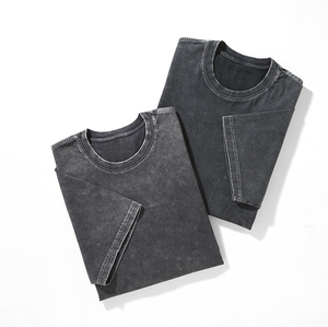 260g lourd Vintage Do vieux moulin à pierre lavé T-shirt été hommes haute rue à manches courtes lavage marque T-Shirt femmes - Product Image 4