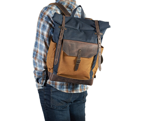 Sac à dos en toile de cuir de qualité supérieure, léger et souple, pour la randonnée en plein air, l'école, le travail, les voyages, unisexe, durable, multi-poches, vintage - Product Image 1