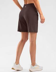 Pantalones cortos atléticos de cintura alta de 9 pulgadas para mujer, diseño de Bermudas hasta la rodilla, bolsillos con cremallera, transpirables, para gimnasio, Fitness, correr, uso diario - Product Image 2