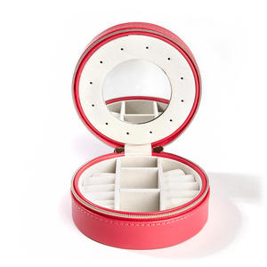 Jeulia Modern Double-Layer Round PU Jewelry <b>Box</b> with <b>Mirror</b> and Custom Logo - Product Image 3