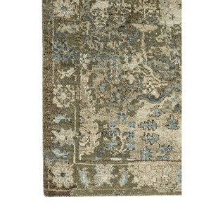 Alfombras de Lana Anudadas a Mano Erbe Green AKWL-3136, Estilo Boho para Adolescentes, Rectangulares, con Medallón Abstracto, para Entrada, Sala de Estar y Hogar - Product Image 4