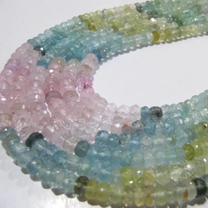 Perles de pierres précieuses naturelles EMINENT JEWEL, aquamarine multicolore, facettées, rondes, 5-7 mm, brin de 13 pouces de long, pour la fabrication de bijoux - Product Image 1