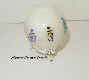 Gemstone White Agate Sanskrit Engraved <b>Spheres</b> Latest Premium Quality Wholesale Agate Balls for sale From Amayra <b>Crystal</b> Exports - Product Image 2