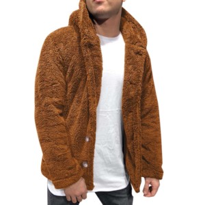 Pull surdimensionné 100% coton mélangé sweats à capuche pour homme sweat à capuche en fourrure Sherpa avec fermeture éclair Logo brodé personnalisé à vendre - Product Image 3
