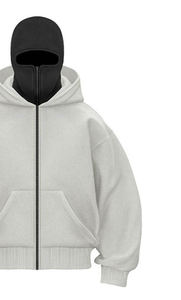 Sweat à capuche balaclava moderne unisexe, chaud et élégant, confortable pour l'hiver, 100% coton molletonné, vente en gros - Product Image 3