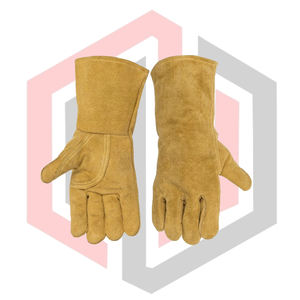 ถุงมือหนังสำหรับงานเชื่อม ถุงมือป้องกันอุตสาหกรรม ถุงมือดับเพลิง หนังแท้แบบแยกชิ้น ป้องกันไฟ ข้อมือถัก ระบายอากาศ ขนาด 14 นิ้ว - Product Image 5