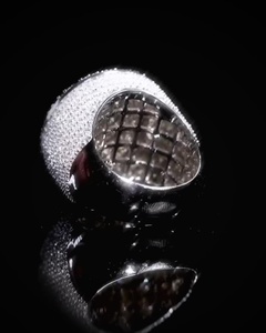 <b>Iced</b> Out Round Shape Custom Letter 925 Sterling Silver VVS Moissanite Diamond Hip Hop Statement <b>Ring</b> For Unisex Wear - Product Image 6