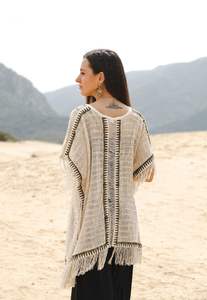 Caftan de festival tribal bio respirant Boho Nomad Festival Wear pour les déesses Nomade Fringe Design - Product Image 3