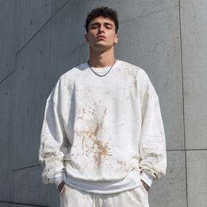 Streetwear Acid Wash Sweatshirts Men's Loose Fit Vintage Wash Sweat Shirts Men Crew Neck Stone Washed Sweatshirt Mens - Product Image 1