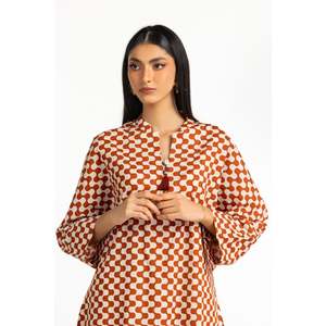 Conjunto Coordinado Estampado Ripple Crinkle IPST-44944, Blusa de Manga Tres Cuartos en Tela Crepé Informal para Primavera/Verano - Product Image 3