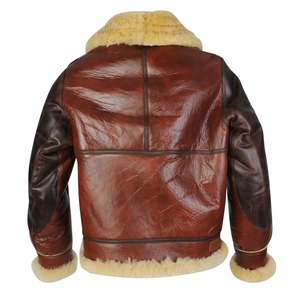 Veste en cuir pour homme B3 Shearling Flying Leather Jacket USAAF Aviator Sheepskin Leather Casual Fur Vintage Bomber Genuine Leather Jacket Coat - Product Image 2