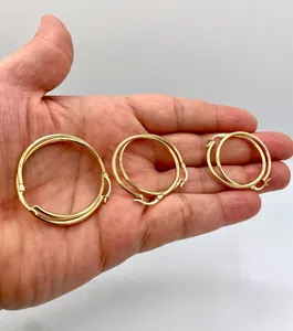 Pendientes de aro redondos brillantes grandes de oro amarillo sólido de 18 quilates para mujer, accesorios de moda, joyería personalizada - Product Image 2