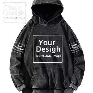 Sweat à capuche délavé pour hommes Sweat à capuche surdimensionné Acid Wash Cotton Baggy Streetwear Sweatshirts Workout Hoodies - Product Image 4