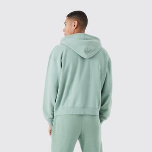 Qualité supérieure 500 GSM polaire blanc fermeture éclair sweats à capuche hommes surdimensionné couleur unie respirant sweats à capuche Logo personnalisé sweats à capuche - Product Image 3