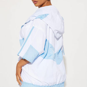 Ensemble de survêtement court pour femme, veste coupe-vent à capuche zippée, imprimée, imperméable et respirante, en tissu à mémoire de forme - Product Image 3