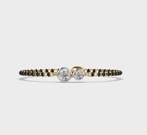 IGI Certified Bezel <b>Set</b> Dual Round Brilliant Cut Lab Grown Diamond Mangalsutra Bracelet in 9K Yellow / White / Rose <b>Gold</b> - Product Image 4