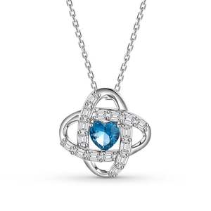 สร้อยคอ Jeulia Love Knot ประดับพลอยประจำเดือนเกิด ทำจากเงินสเตอร์ลิง ชุบโรเดียมสีโรสโกลด์ - Product Image 1