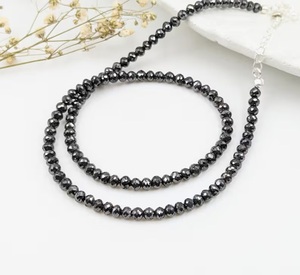 Collar con cuentas de diamantes negros, Plata de Ley 925, chapado en oro, joyería de moda para celebraciones de cumpleaños, collar elegante Natural 100% - Product Image 1