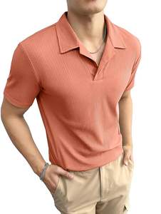 Camiseta informal sólida de media manga con cuello de polo de ajuste regular para hombre de alta calidad - Product Image 4