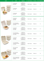 Conteneur alimentaire en pulpe de bambou naturel brun non blanchi, jetable, biodégradable, compostable, bagasse de canne à sucre