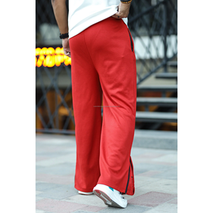 Latest Arrival Men's Oversized Wide Leg Baggy Bottoms 100% Cotton Mid Waist Drawstring Flare Embroidered Vintage Sweatpants - Product Image 3