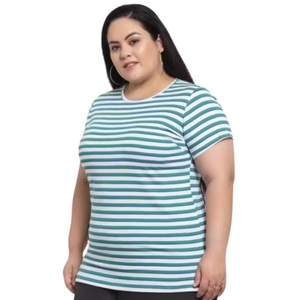 T-shirts en coton surdimensionnés pour femmes couleur unie col à manches courtes OEM tissu de flanelle imprimé Logo à carreaux détail prix IndiaFactory - Product Image 1