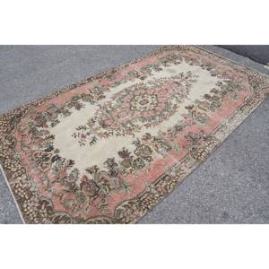 Tapis Vintage Classique en Laine 5.4X9.8 pieds Rose Beige Patchwork Design Latex Sisal Tapis pour Couloir Mur Mur Peluche Rectangle - Product Image 2