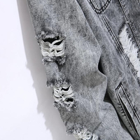 Vente en gros, veste en jean tendance pour hommes, vestes de camionneur en denim décontractées classiques et déchirées, coupe ajustée, veste pour homme