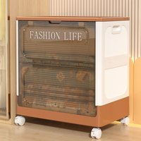 Caja de Almacenamiento Plegable de Plástico para Ropa/Ropa de Cama WANUO, Caja de Almacenamiento de Plástico Visible con Ruedas Universales