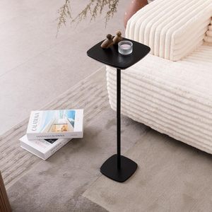 <b>Small</b> Metal Cocktail <b>Table</b> with Wooden Lift Feature Square Pedestal Stand for <b>Small</b> Spaces in Living Room <b>Round</b> Pattern Home Use - Product Image 4