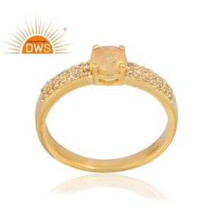 Última venta plata esterlina 925 18K chapado en oro Natural Cz y anillo de piedras preciosas de ópalo etíope Demi fabricante de joyería fina - Product Image 1