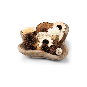 Bol à pâte en bois pour bougie et décoration de la maison couleur bois naturel pour forme ronde et design sculpté - Product Image 3