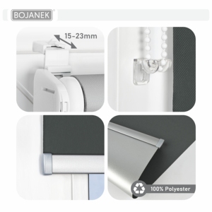 Persianas Verticales Térmicas BOJANEK ROLL THERMO Dreamy, Tela de Poliéster, Aislamiento Térmico, Control de Luz, Diseño Moderno, Color Antracita - Product Image 5
