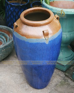 กระถางเซรามิกชุบสังกะสีแบบไล่เฉดสีน้ำเงินเหลือง GL087H110-YBO สวนที่สะดุดตาและเป็นมิตรต่อสิ่งแวดล้อม - Product Image 4