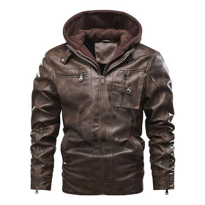 Veste en cuir de vache respirante, coupe-vent, écologique, chaude pour l'hiver, à capuche, décontractée pour hommes à prix raisonnable - Product Image 4