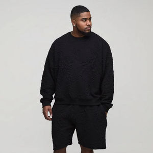 Twin Set Pantalones cortos y sudadera Conjuntos 100% Algodón Logotipo personalizado Oversized Casual Wear Twin Set para hombres - Product Image 1