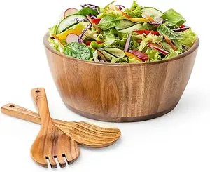 Bol à salade artisanal en bois de mangue extra large moderne de haute qualité avec cuillères pour l'exportation mondiale disponible au meilleur prix - Product Image 5