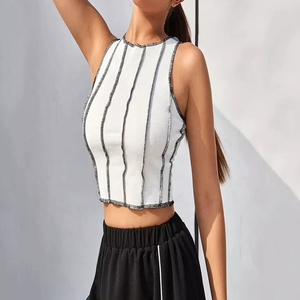 Débardeurs pour femmes à la mode de longueur courte, les plus vendus, sur mesure, style court à col rond, débardeurs, gilets, débardeurs pour femmes - Product Image 4