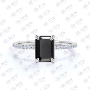 1.80 TCW Emerald Cut <b>Solitaire</b> Accents 925 <b>Silver</b> VVS Clarity Women's Moissanite <b>Ring</b> Wedding Fitting <b>Ring</b> - Product Image 4