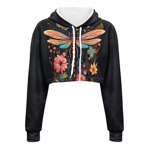 Top Trending Mujeres Sublimación Crop Top Sudadera con capucha Transpirable Cómodo Mejor diseño Material duradero Sublimación Sudadera con capucha para mujeres - Product Image 4