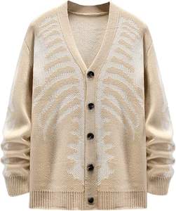 Cárdigan de Punto de Mohair Personalizado para Hombre 2024, Nuevo Estilo de Moda Otoño Invierno, Manga Larga, Botones Delanteros, Jersey con Patrón de Argyle - Product Image 1