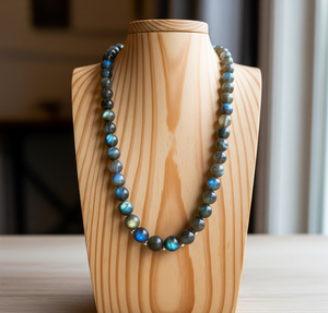 Collar de cuentas de piedra de labradorita Natural curativa con diseño anudado a mano de plata 925 de 18 pulgadas para mujer, accesorio de moda - Product Image 4